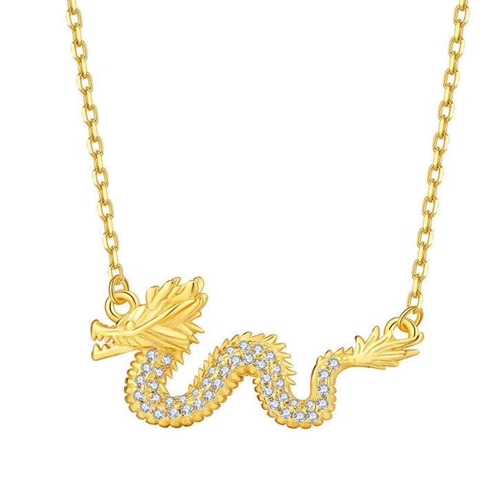 Buddha Stones 925 Sterling Silver Year Of The Dragon Auspicious Golden Dragon Luck Chain Necklace Pendant - image 9