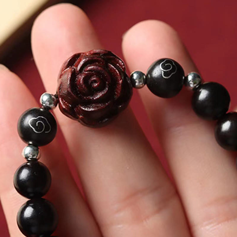 Buddha Stones Small Leaf Red Sandalwood Sooth Bracelet - image 5