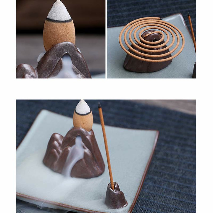 Lotus Plum Blossom Square Ceramic Spiritual Backflow Incense Burner - image 18