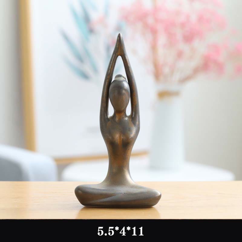 Abstract Yoga Meditation Exercise Ceramics Spiritual Figurine Sculpture Decoration - Gold - Stretch Hands - image 12