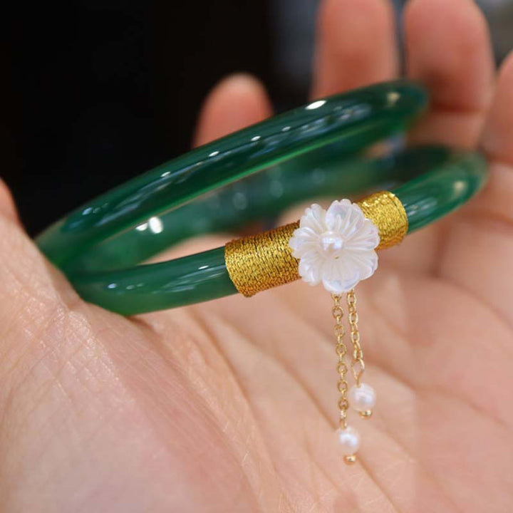 Buddha Stones Natural Cyan White Jade Success Bracelet - image 2