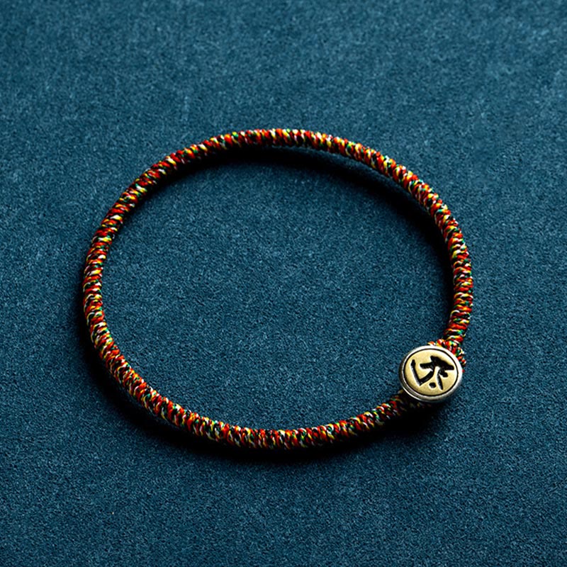 Buddha Stones Handmade 925 Sterling Silver Chinese Zodiac Natal Buddha Protection Colorful Rope Bracelet - Ordinary Style - 18cm - Dog/Pig-Amitabha Buddha - image 7