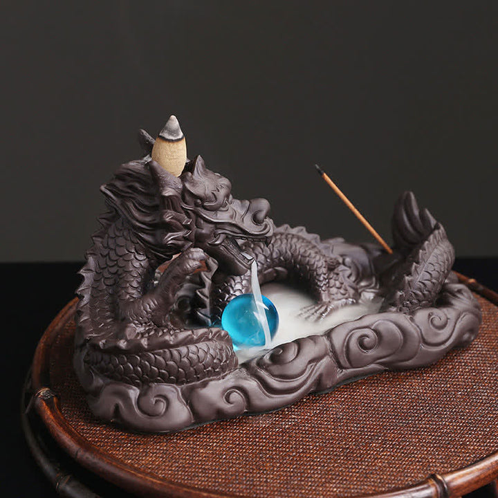 Dragon Playing Ball Flower Protection Incense Burner Decoration - image 1