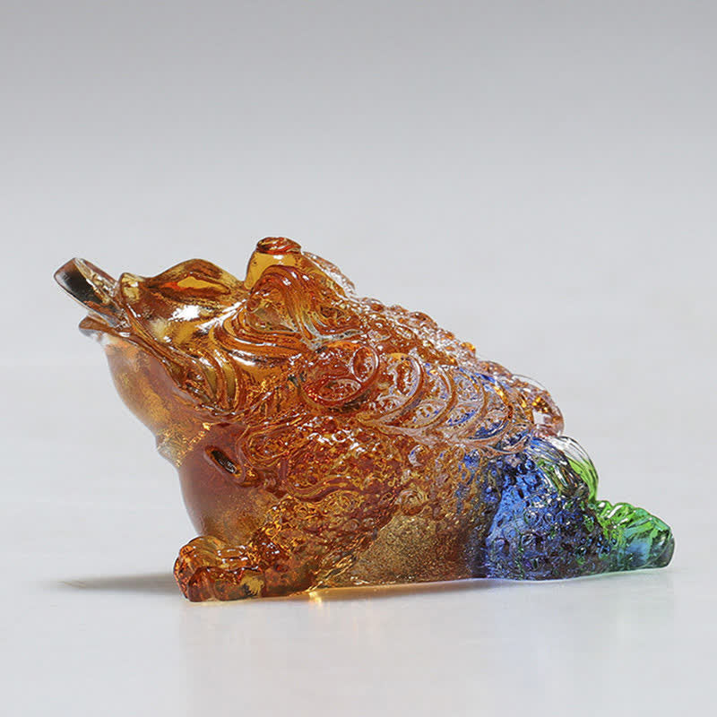 Feng Shui Frog Handmade Liuli Crystal Art Piece Wealth Home Office Decoration - image 3