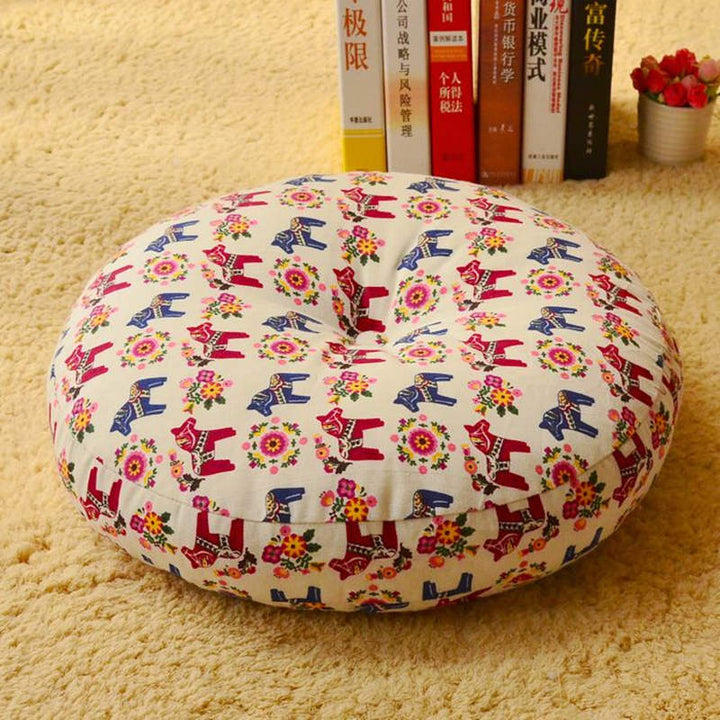 Lotus Simple Pattern Linen Meditation Seat Cushion Home Living Room Decoration