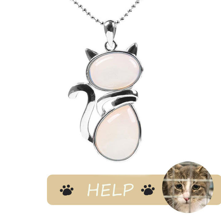 "Save A Cat" Cute Cat Pattern Natural Crystal Protection Cat-Loving Pendant Necklace - image 18