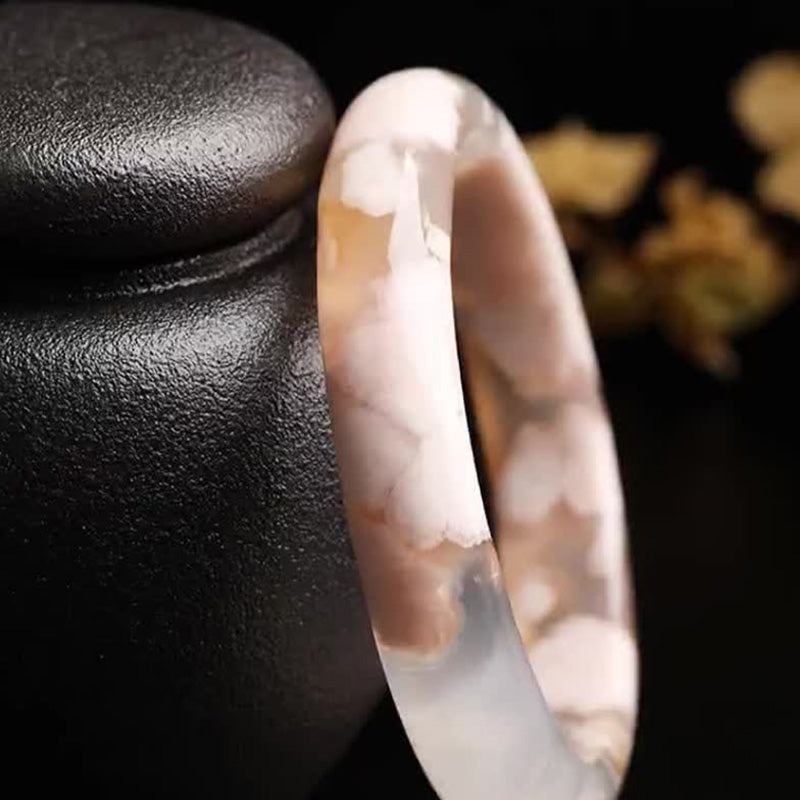 Natural Sakura Agate Peace Bracelet Bangle - image 7