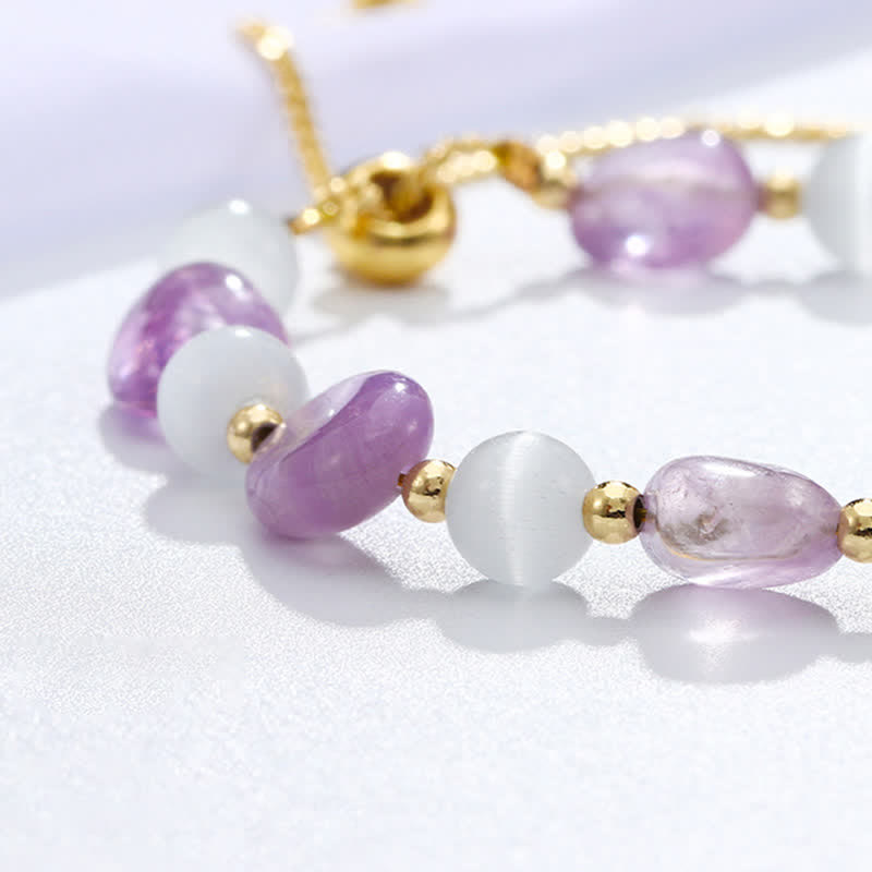 Amethyst Pink Crystal Black Rutilated Quartz Spiritual Awareness Bracelet - image 4