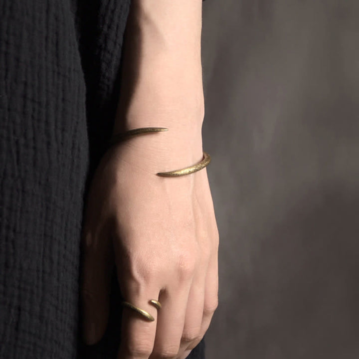 Buddha Stones Simple Design Copper Luck Adjustable Cuff Bracelet - image 4