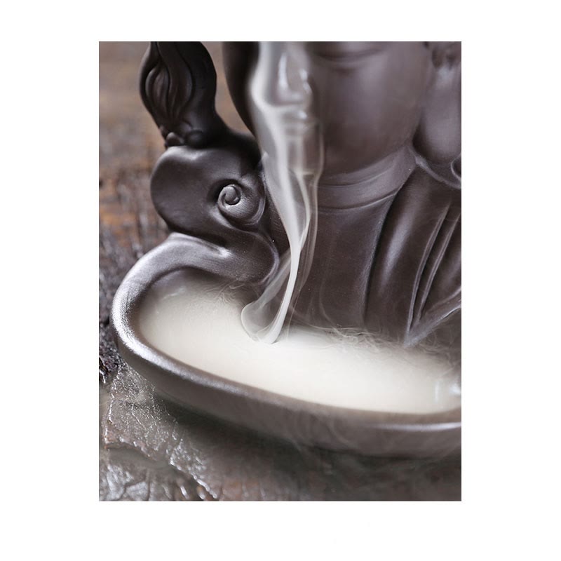 Buddha Stones Dragon Buddha Auspicious Clouds Purple Clay Healing Incense Burner Decoration - image 13