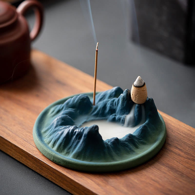 Creative Mountain River Ceramic Healing Backflow Incense Burner - Mountains And River - image 0
