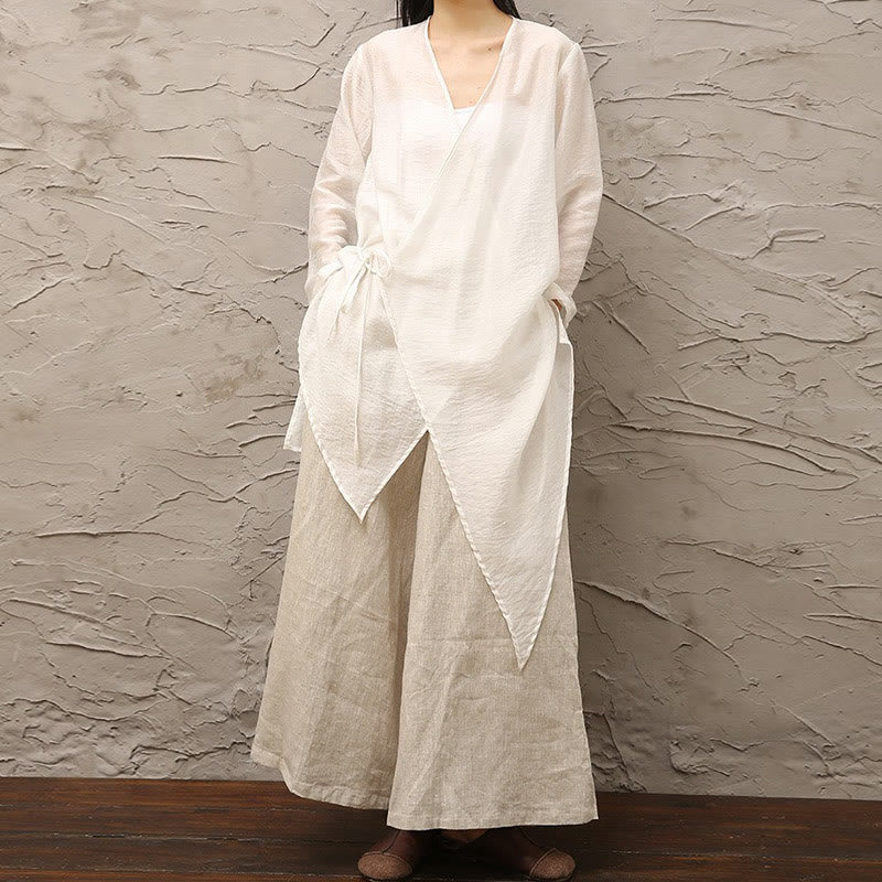 Simple White Beige Pattern Meditation Spiritual Zen Practice Yoga Clothing Women's Clothes - image 10