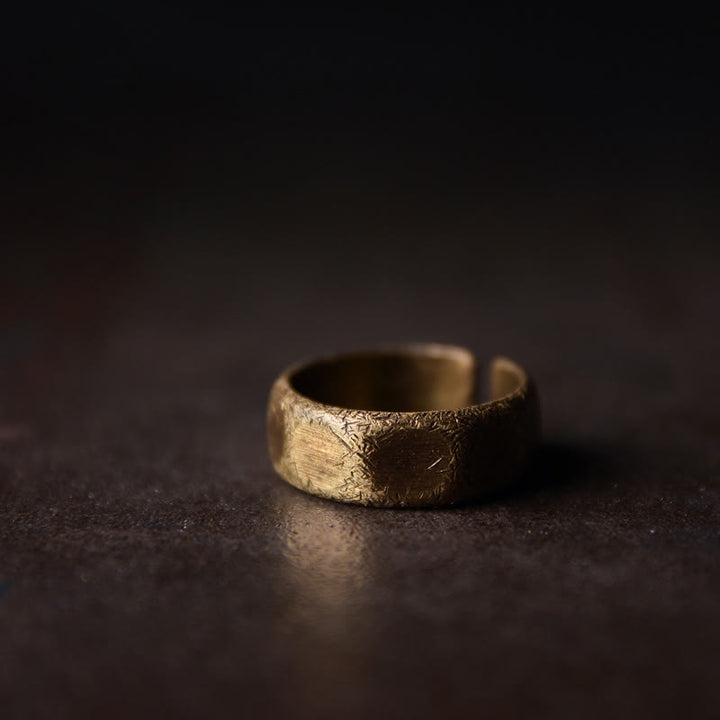 Tibetan Simple Design Copper Brass Frosted Wealth Ring - 6mm - 49.6mm - image 3