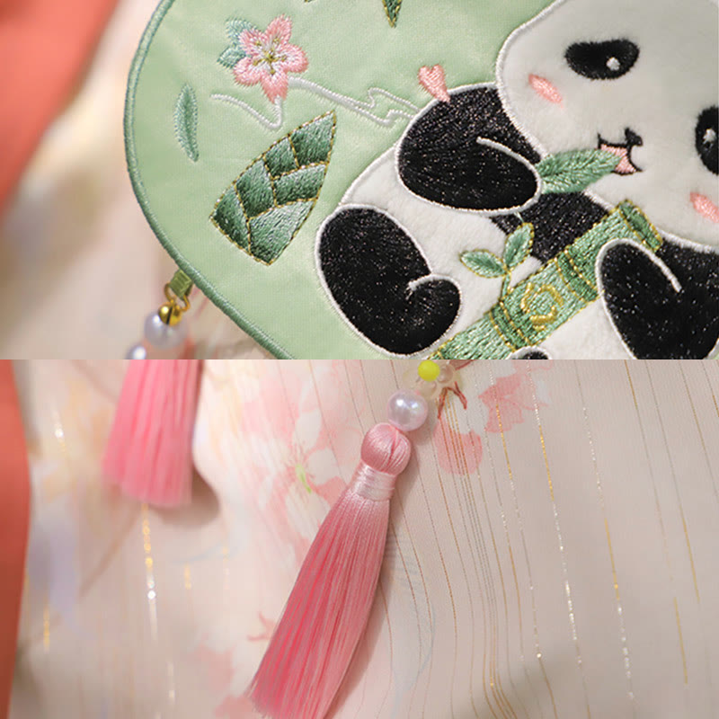 Buddha Stones Embroidery Lucky Panda Cat Shiba Inu Deer Rabbit Fox Flower Cute Animal Hanfu Bag Crossbody Bag Shoulder Bag