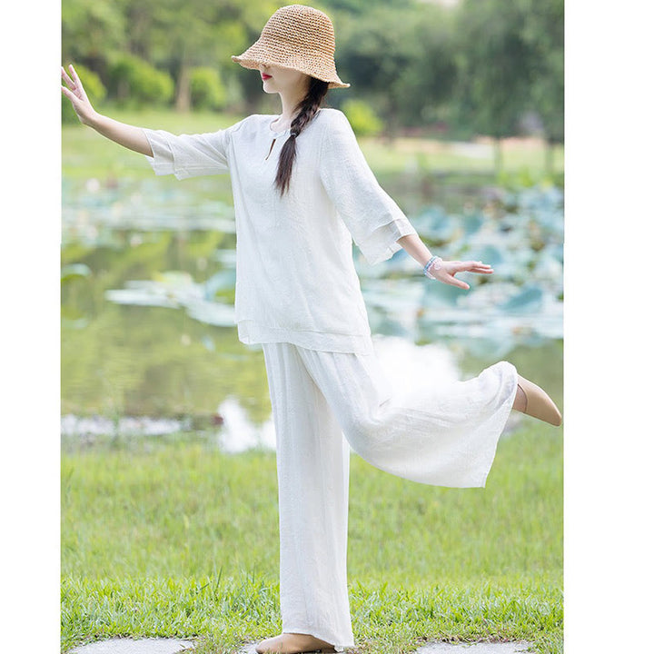 Tai Chi Meditation Prayer Zen Spiritual Morning Practice Clothing Women's Set - image 11