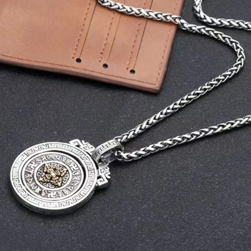 Buddha Stones Tibetan Om Mani Padme Hum Double Dorje Vajra Rotatable Purity Peace Necklace Pendant - image 13