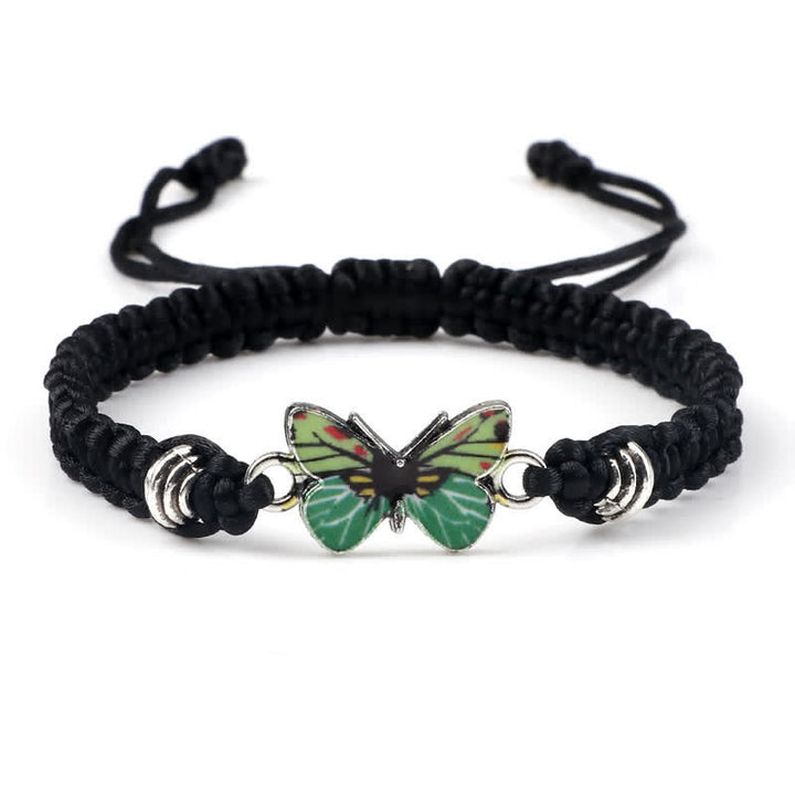 Buddha Stones Butterfly Freedom Love String Charm Bracelet - Black-Green Butterfly - image 13