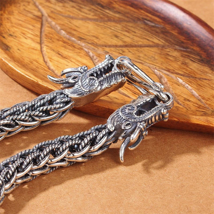 Buddha Stones 925 Sterling Silver Dragon Success Strength Bracelet Bangle - image 5