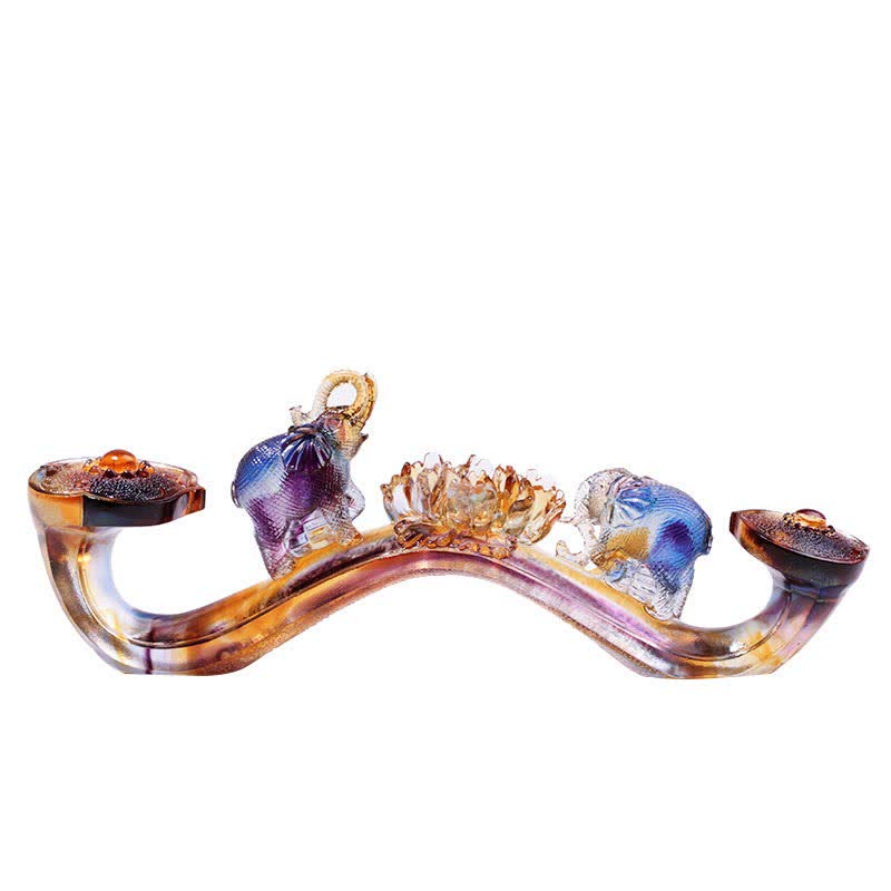 Handmade Liuli Crystal Ruyi Elephant Art Piece Home Decoration With Crystal Base - image 5