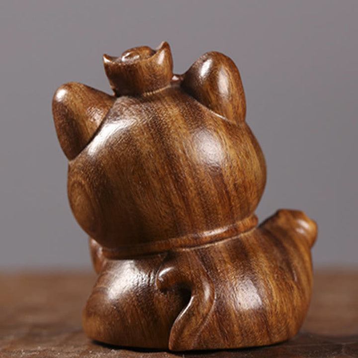 Buddha Stones Mini Green Sandalwood Ingot Lucky Cat Carved Peace Desk Decorations - image 13