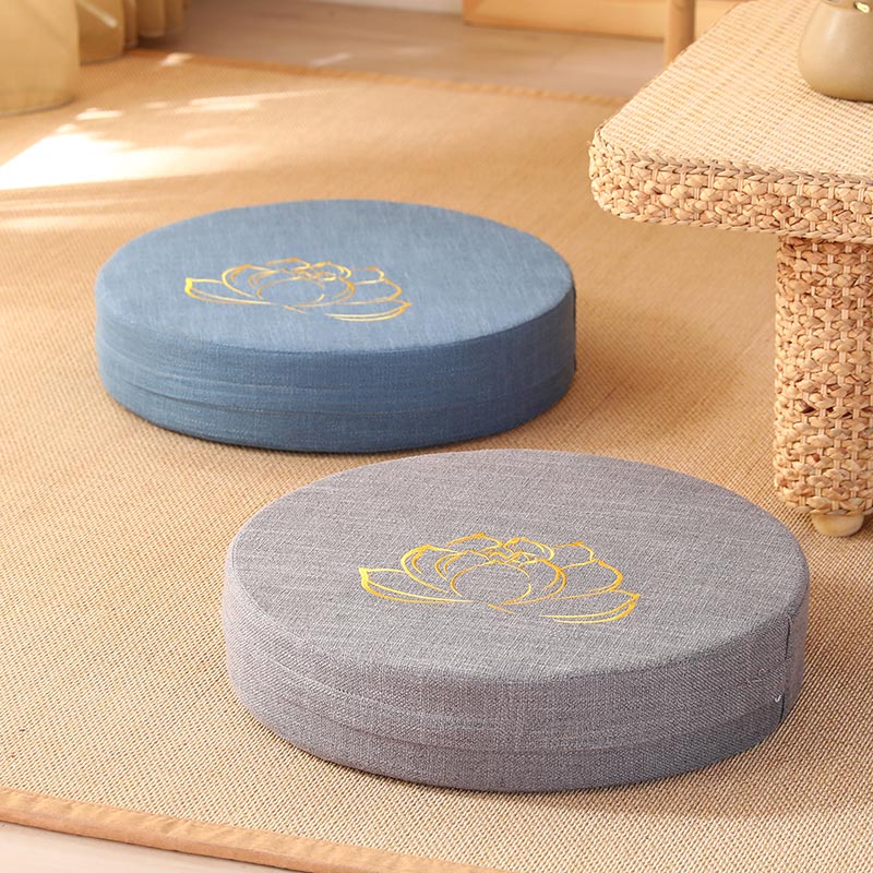 Lotus Embroidery Cotton Linen Meditation Seat Cushion - image 0