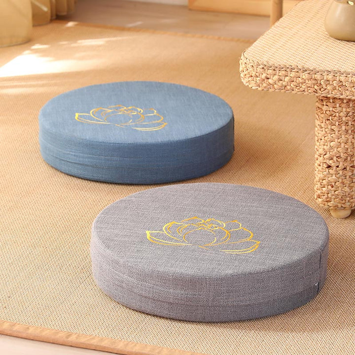 Lotus Embroidery Cotton Linen Meditation Seat Cushion - image 0