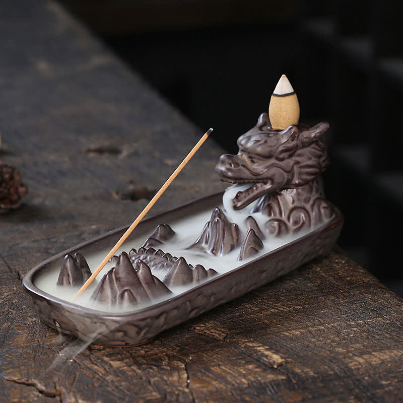 Buddha Stones Dragon Mountain Strength Ceramic Incense Burner Decoration - image 1