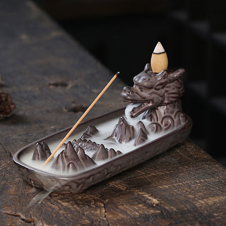 Buddha Stones Dragon Mountain Strength Ceramic Incense Burner Decoration - image 1