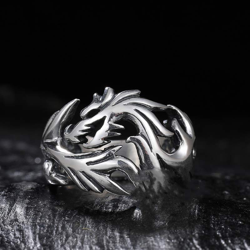 Buddha Stones Dragon Pattern Protection Strength Adjustable Ring - image 9