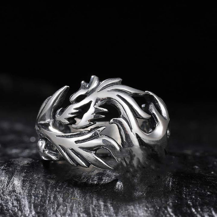 Buddha Stones Dragon Pattern Protection Strength Adjustable Ring - image 9