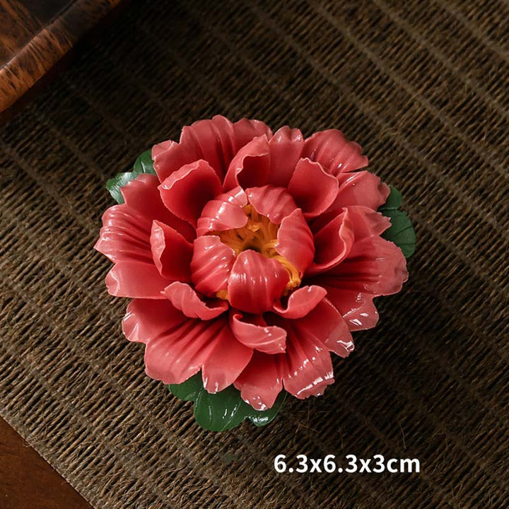 Tibetan Lotus Blessing Ceramic Stick Incense Burner Decoration - Red - image 11