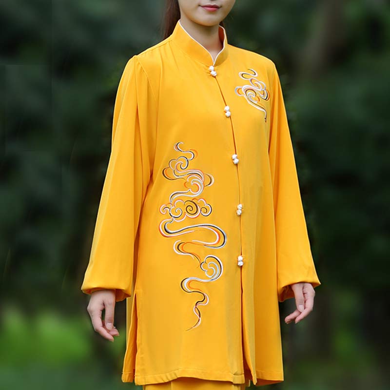 Auspicious Clouds Embroidery Meditation Prayer Spiritual Zen Tai Chi Qigong Practice Unisex Clothing Set - image 3