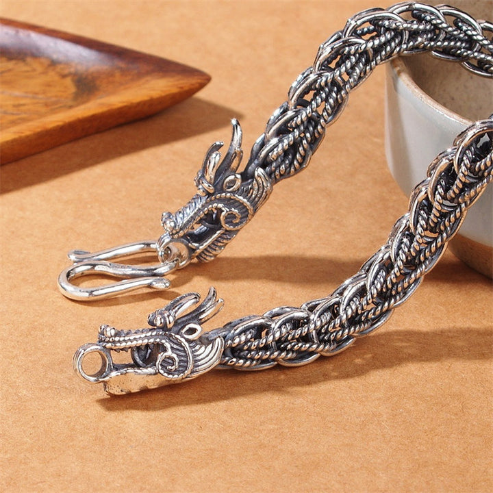 Buddha Stones 925 Sterling Silver Dragon Success Strength Bracelet Bangle - image 3