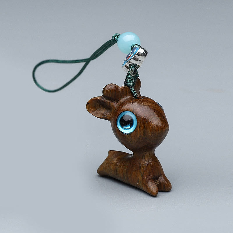 Buddha Stones Thuja Sutchuenensis Green Sandalwood Boxwood Mini Cute Animal Rabbit Cat Deer Whale Prosperity Phone Hanging Decorations - Green Sandalwood Deer 3*2.3cm - image 19