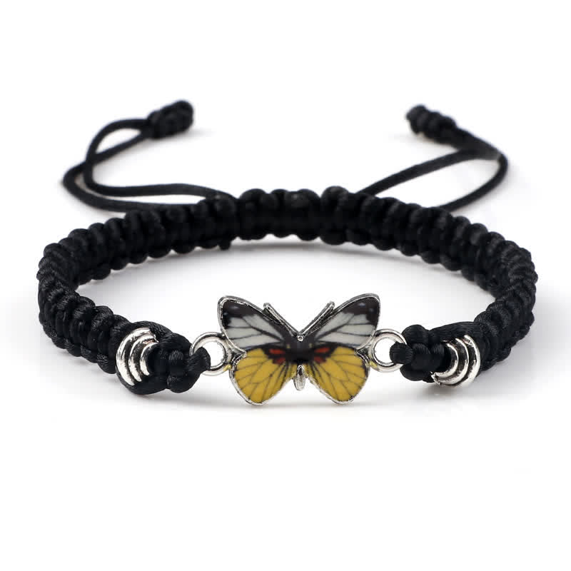 Buddha Stones Butterfly Freedom Love String Charm Bracelet - Black-Yellow Butterfly - image 19