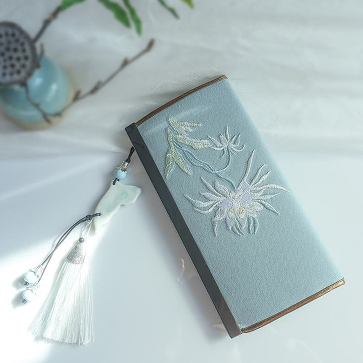 Flower Plum Peach Blossom Bamboo Double-sided Embroidery Large Capacity Cash Holder Wallet Shopping Purse - image 6