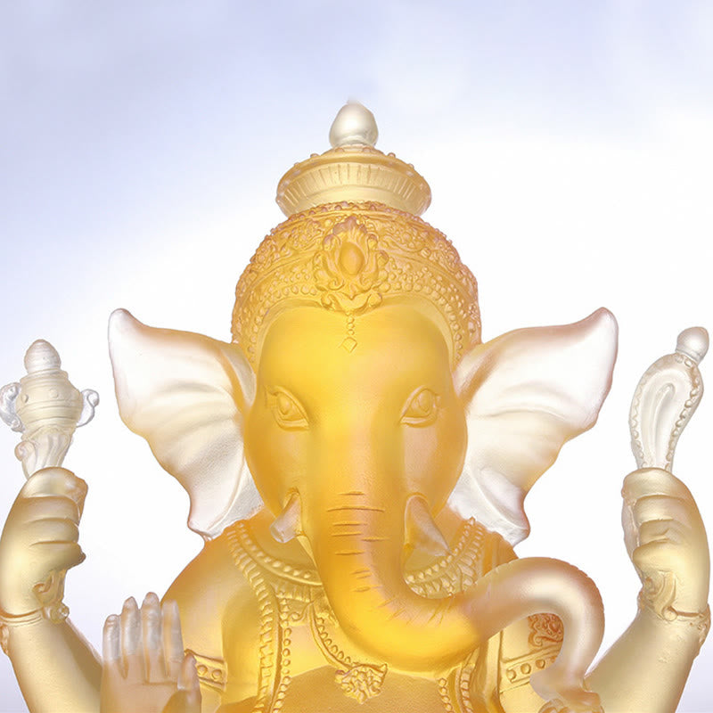 Buddha Stones Handmade Ganesh Ganpati Elephant Figurine Liuli Crystal Art Piece Protection Statue Home Decoration - image 4