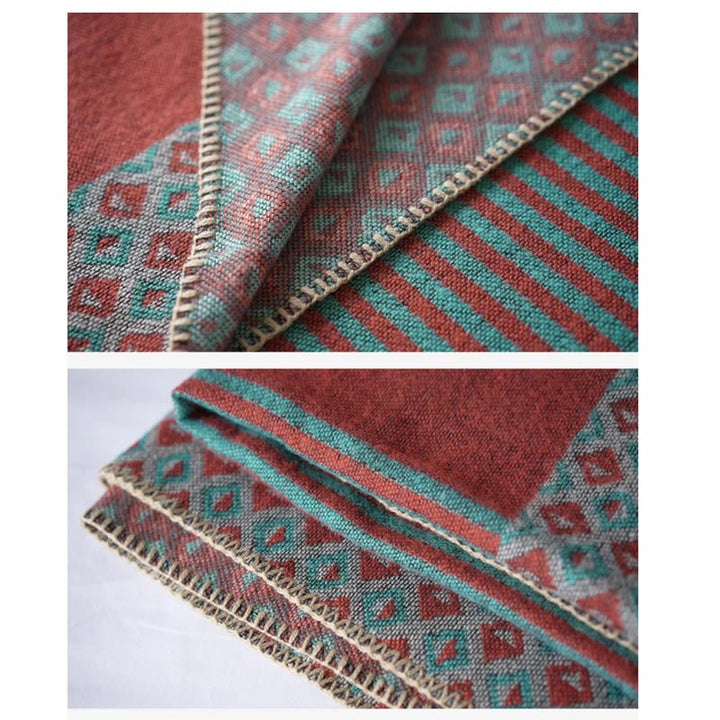 Tibetan Shawl Striped Diamond Pattern Winter Warm Soft Scarf - image 6