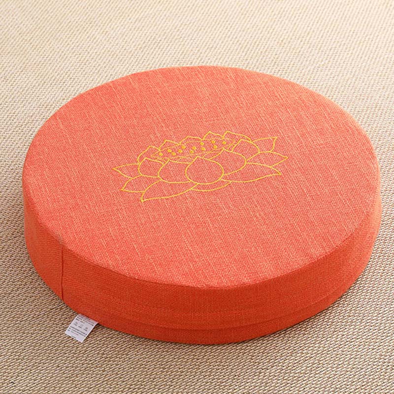 Lotus Embroidery Cotton Linen Meditation Seat Cushion - Soft - 40cm*10cm - Coral - image 15
