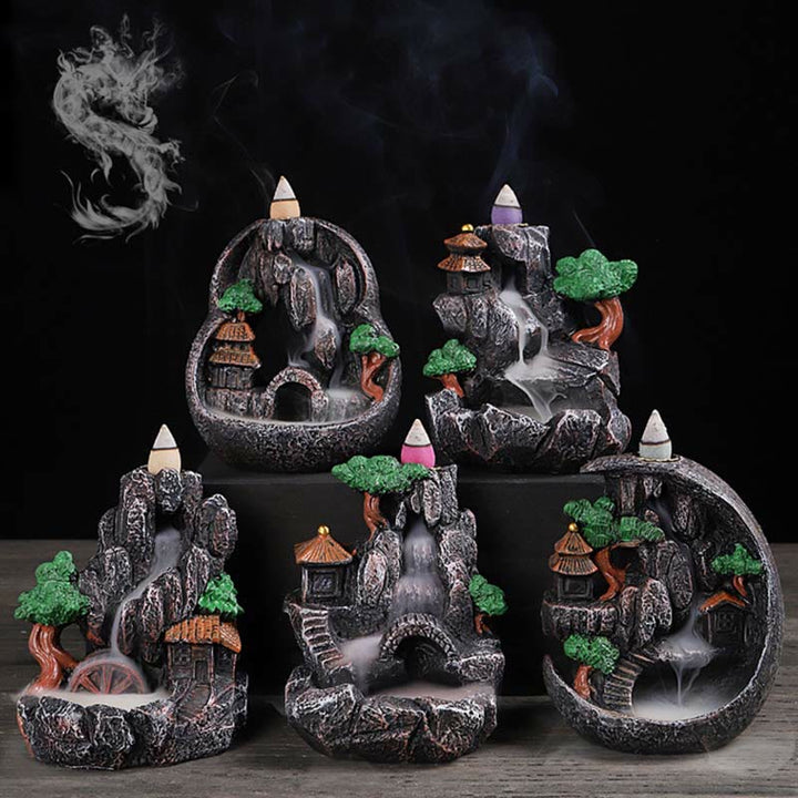 Mountain Bridges Pattern Meditation Resin Backflow Incense Burner - image 17