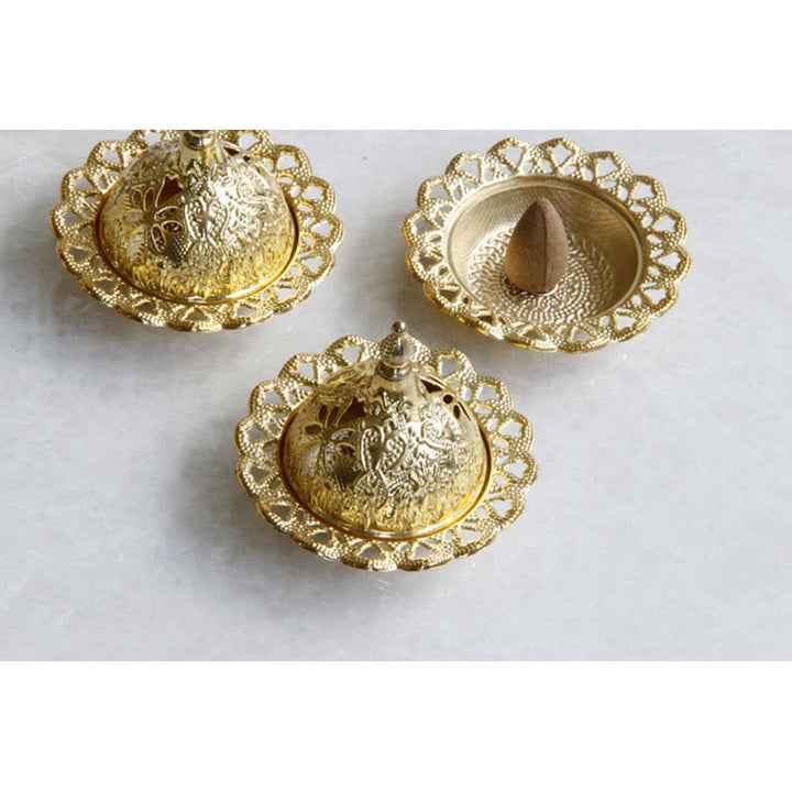 Tibetan Gold Mini Meditation Incense Burner - image 5