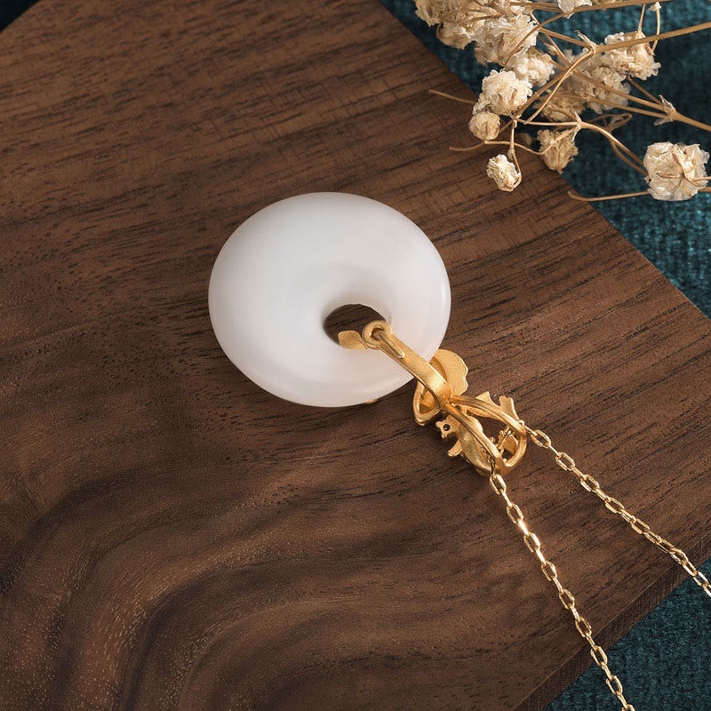 Buddha Stones White Jade Koi Fish Wealth Prosperity Necklace Pendant - image 4