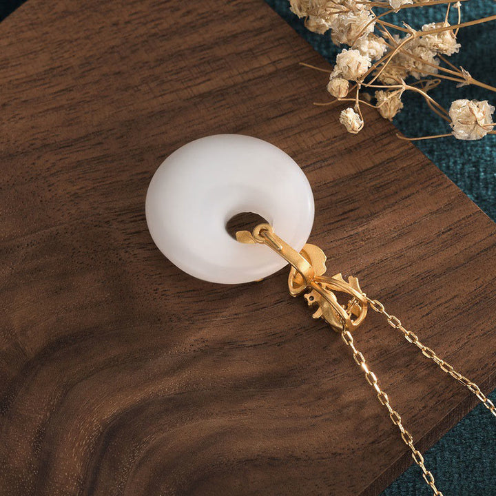 Buddha Stones White Jade Koi Fish Wealth Prosperity Necklace Pendant - image 4