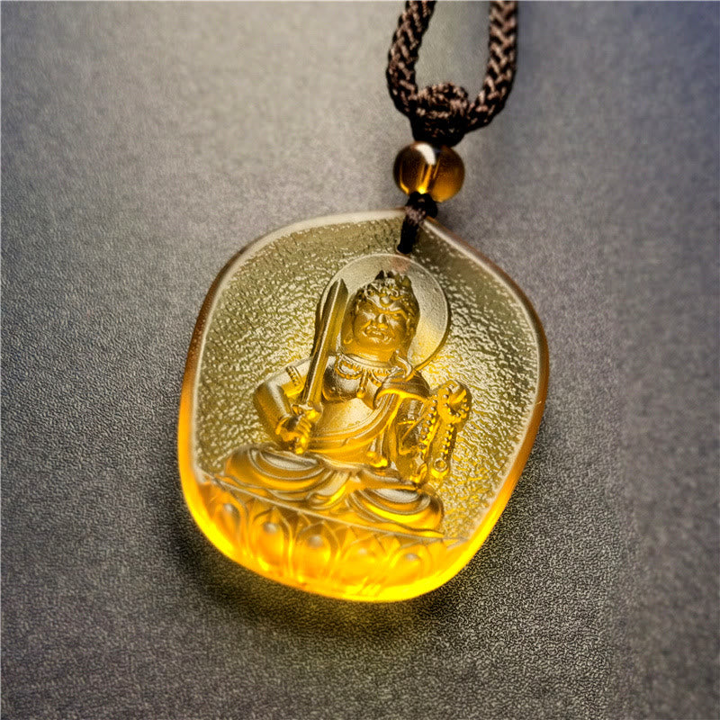 Buddha Stones Chinese Zodiac Natal Buddha Blessing Liuli Crystal Compassion Necklace Pendant - Rooster-Acalanatha - image 4