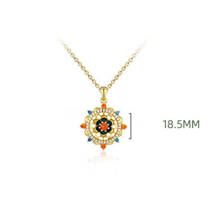 Buddha Stones 925 Sterling Silver Lotus Flower Colorful Zircon New Beginning Necklace Pendant - image 7