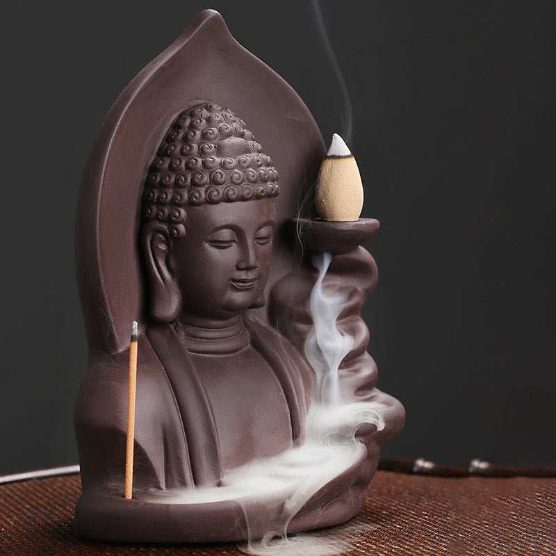Buddha Stones Tibetan Avalokitesvara Buddha Lotus Healing Backflow Smoke Fountain Incense Burner - image 8
