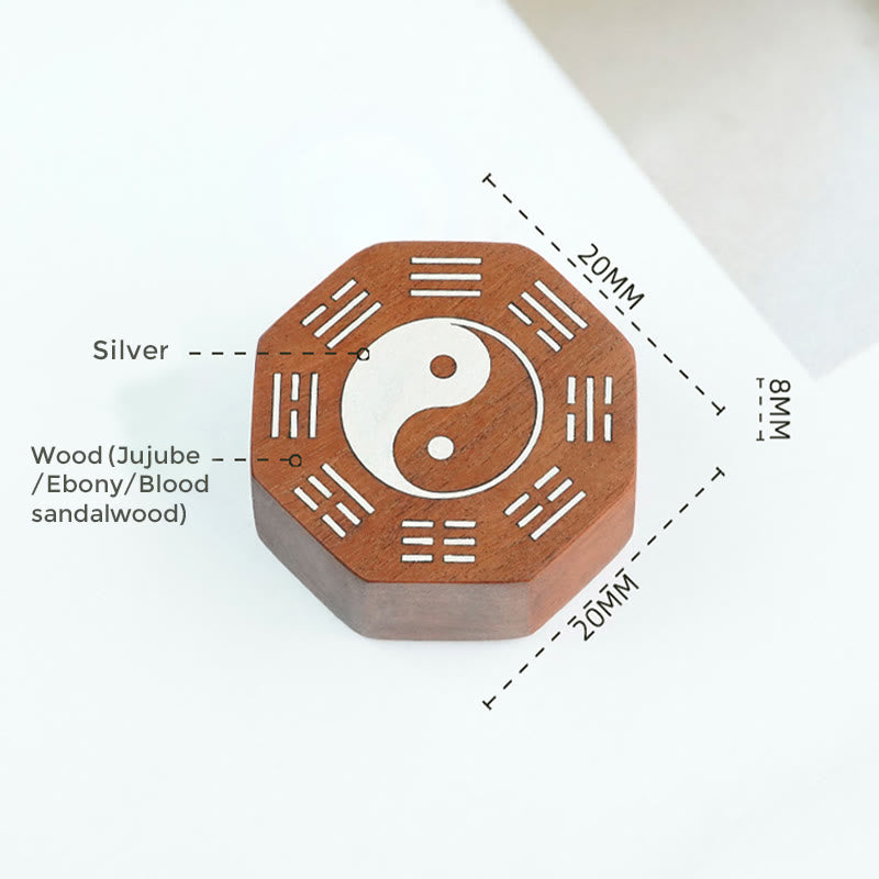 Buddha Stones Small Leaf Red Sandalwood Jujube Wood Ebony Wood Silver Inlaid Yin Yang Bagua Big Dipper Protection Bracelet