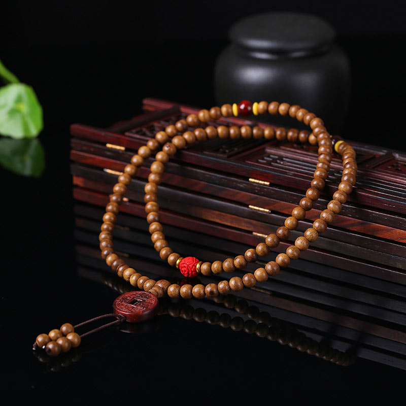 Buddha Stones 108 Mala Beads Peach Wood Bodhi Seed Lotus Prayer Meditation Bracelet