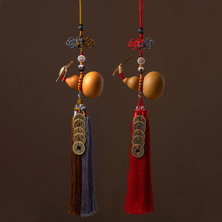 Buddha Stones Feng Shui Coins Gourd Chinese Knot Lucky Coins Five Emperor Money Wealth Tassels Decoration - image 2