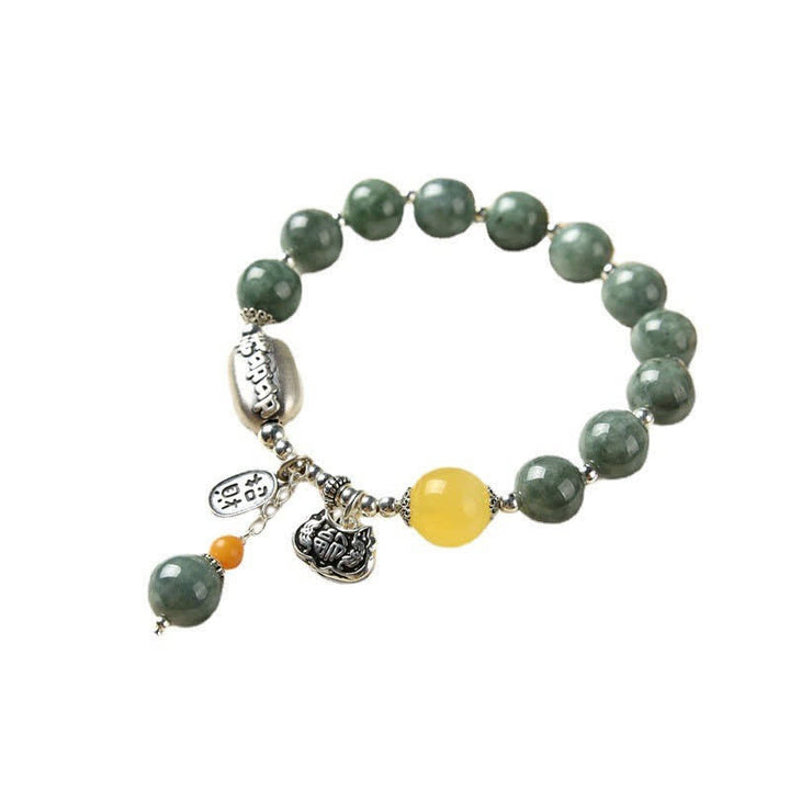 925 Sterling Silver Cyan Jade Amber Success Bracelet - image 9